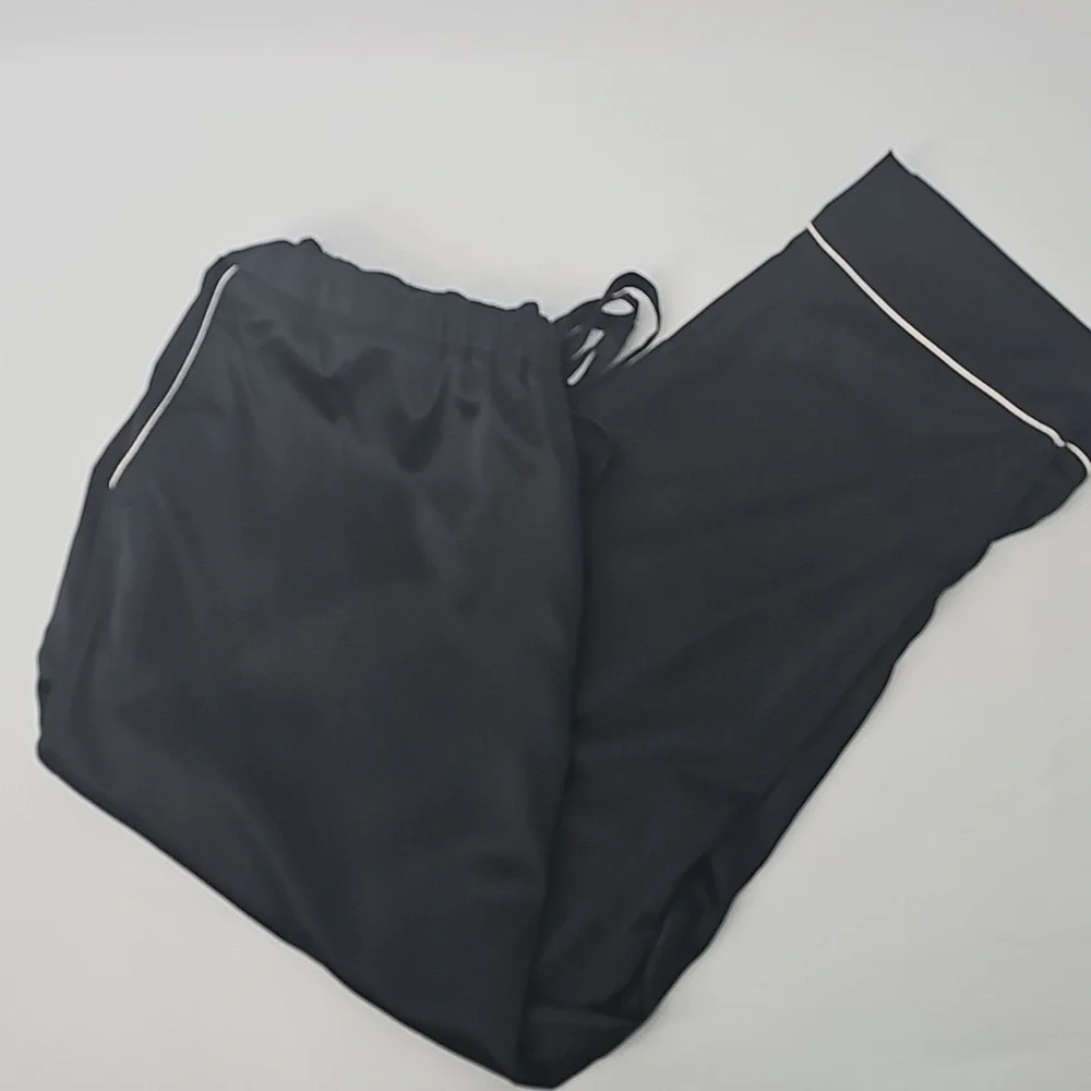 Express Satiny Loungewear Pajama‎ Pants w Drawstring Waist Front Pockets Black